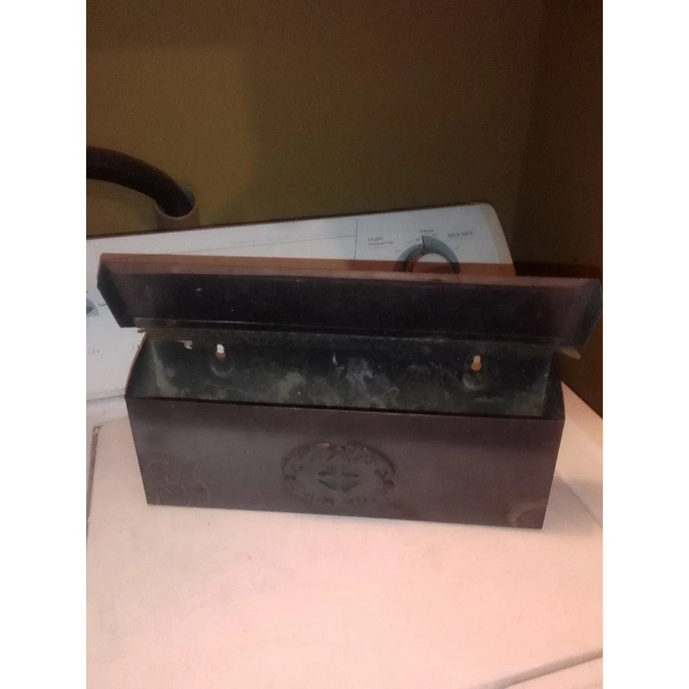 Vintage Mid Century Metal Black Mailbox Wall‎ Mount Box 15